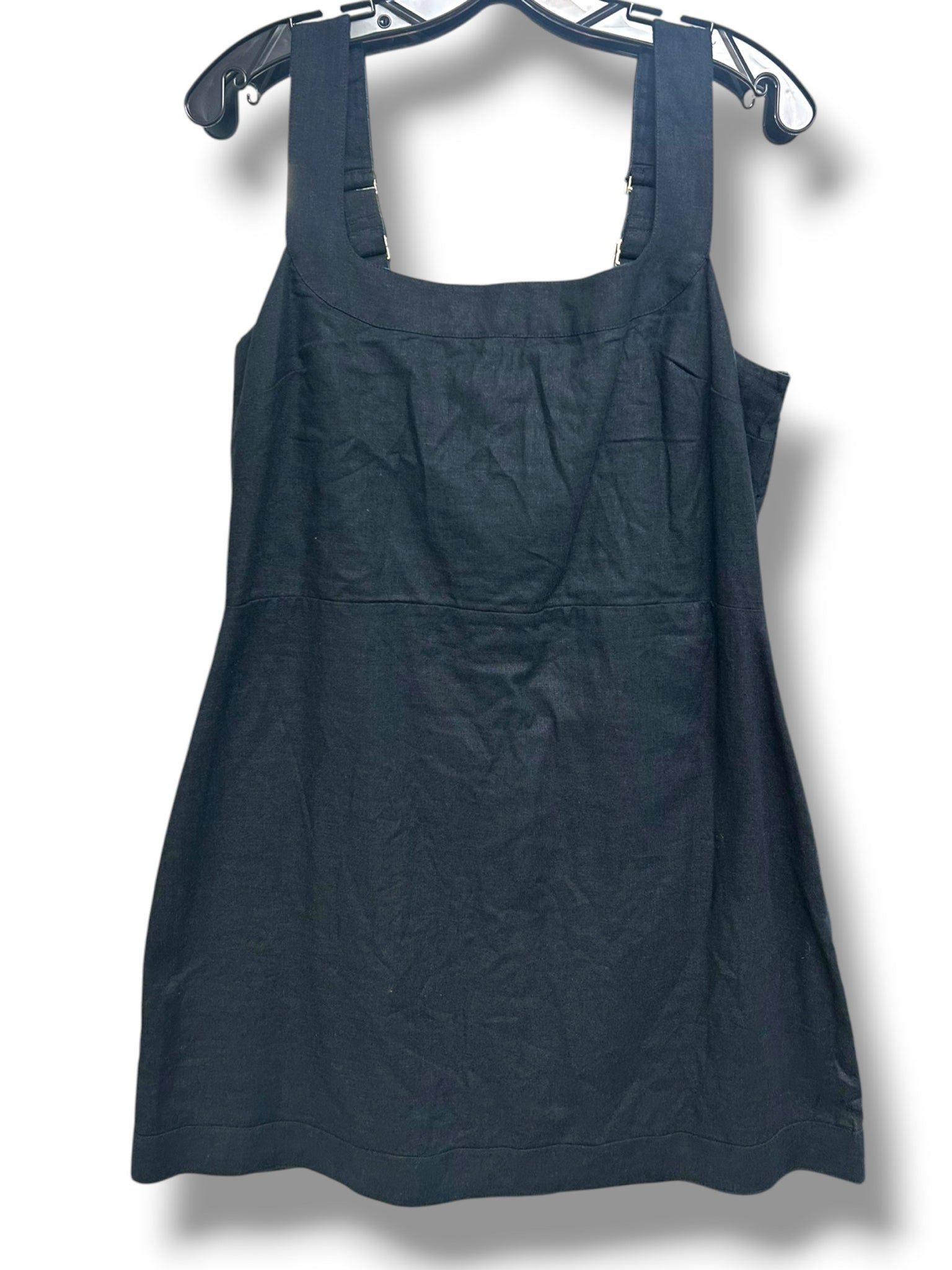 NWT ABERCROMBIE LINEN BLEND WIDE STRAP MINI DRESS BLACK SIZE LARGE