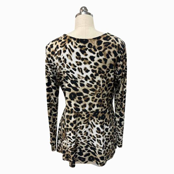 CLARA SUN WOO LEOPARD PRINT TIE WAIST CHEETAH TOP SIZE M