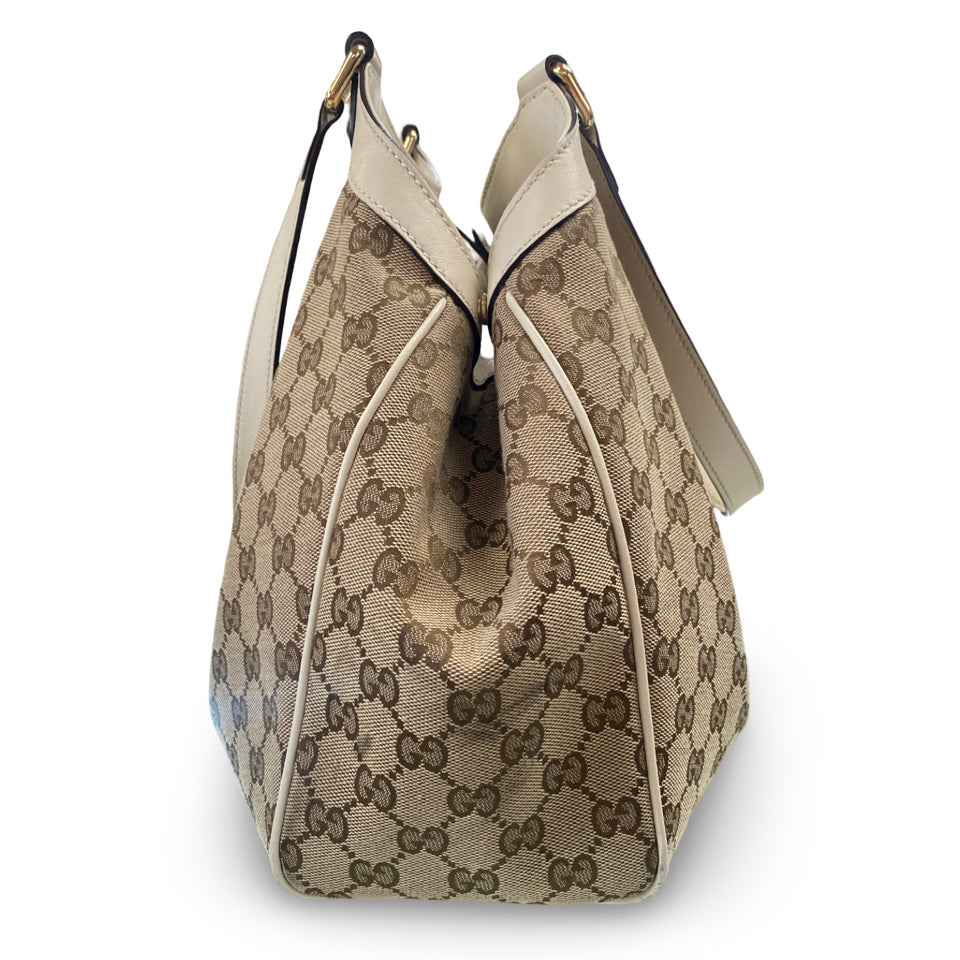 GUCCI VINTAGE Y2K GG CANVAS LOGO LEATHER SHOULDER BAG