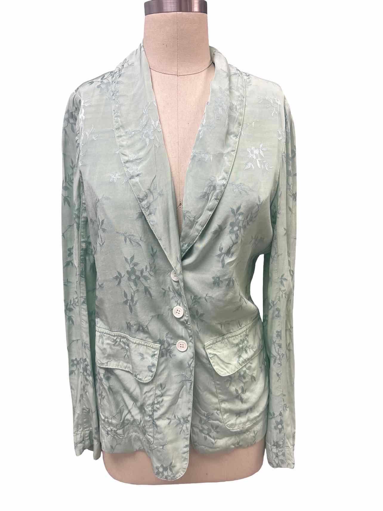 RAQUEL ALLEGRA SATIN FLORAL JACQUARD BLAZER SIZE: 0
