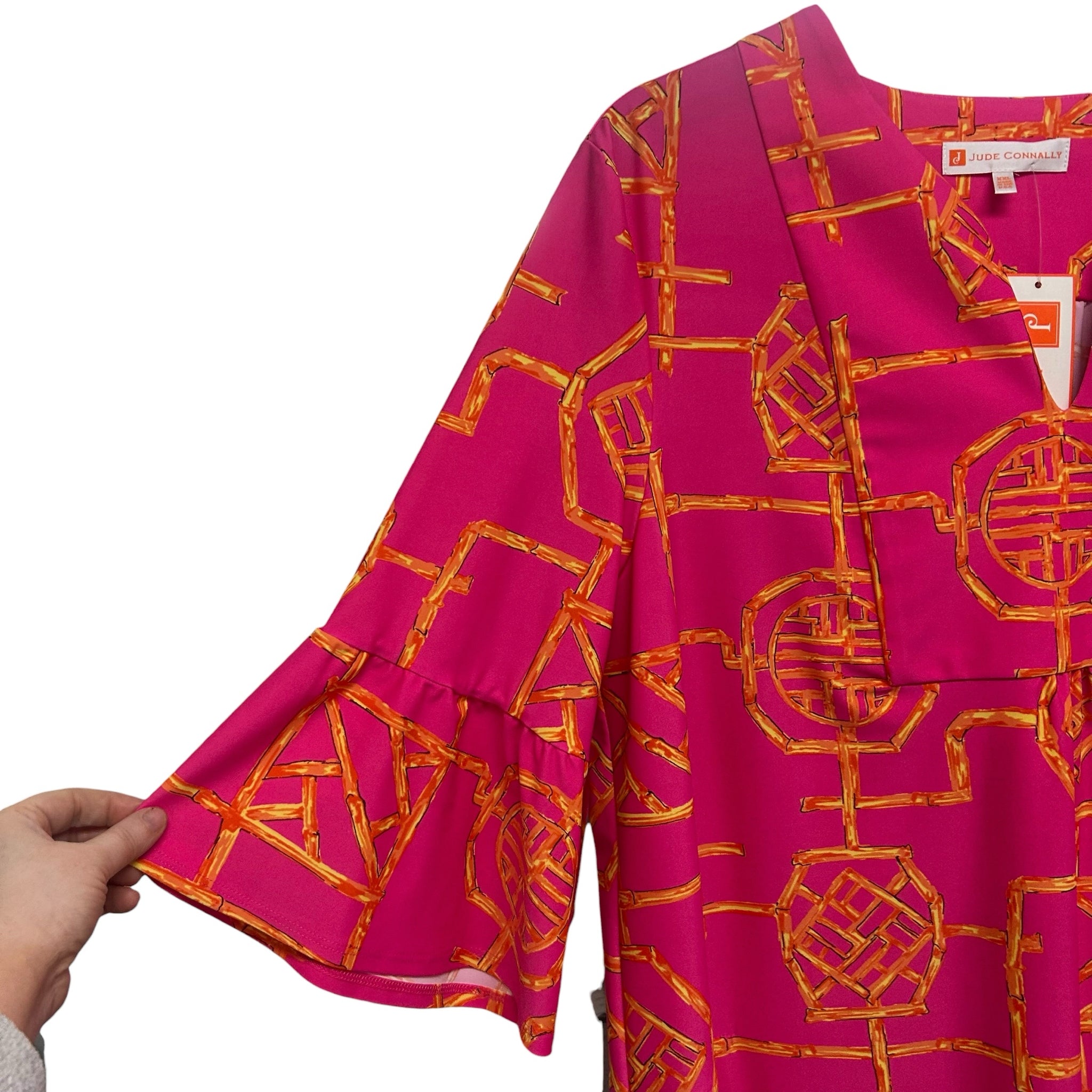 NWT JUDE CONNALLY KERRY BAMBOO LATTICE PINK SHEATH DRESS SIZE XXL