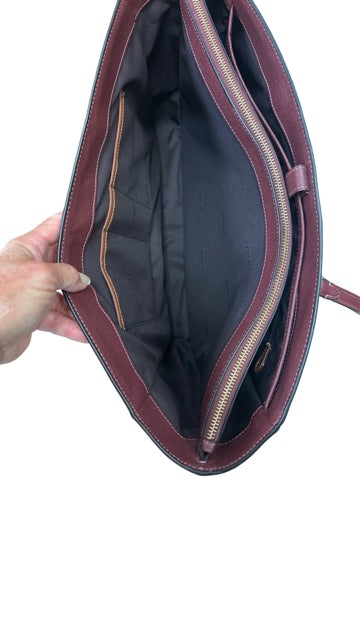 COACH LARGE FOLIO LEATHER WORK TOTE OXBLOOD