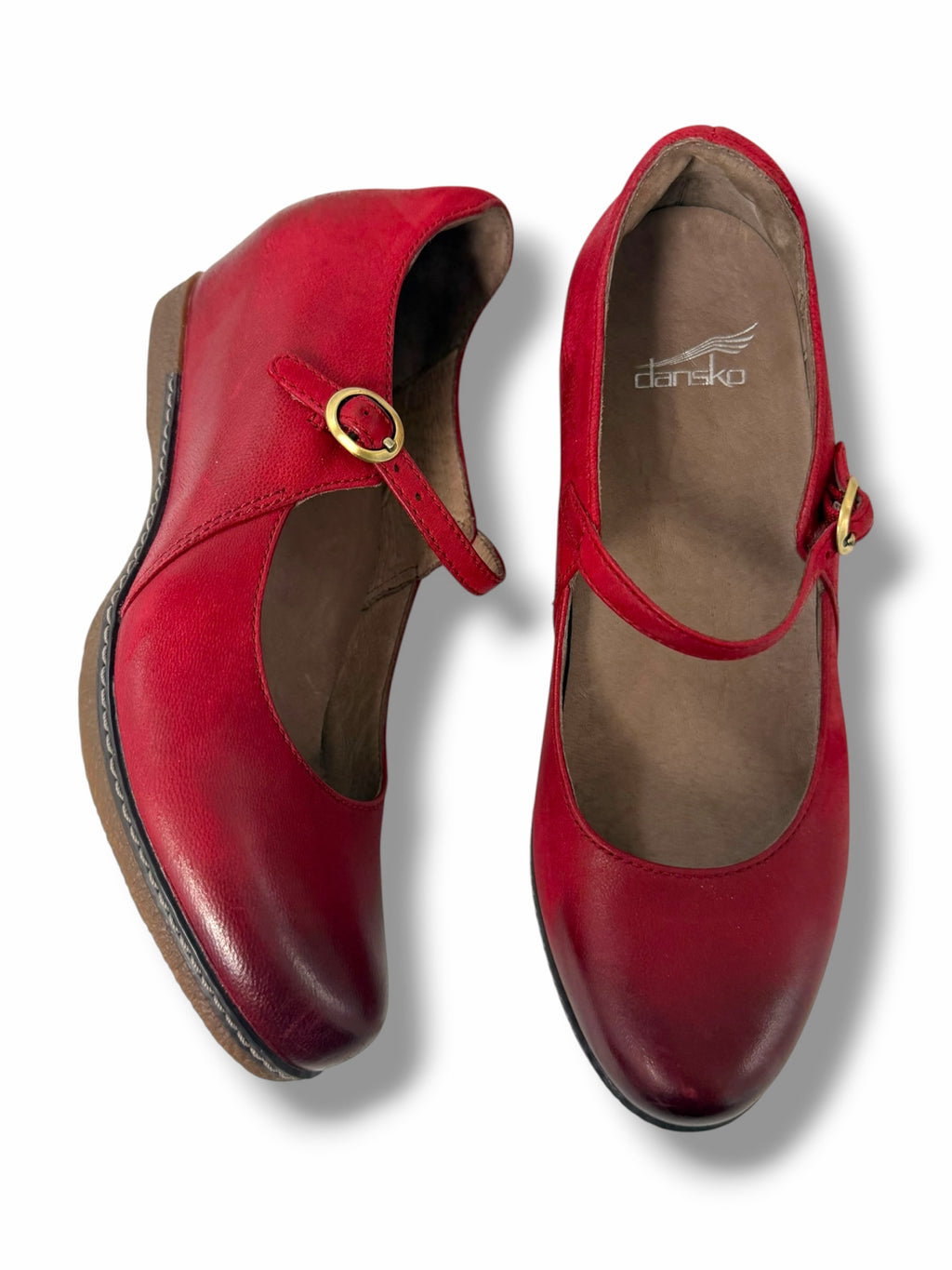 WOMEN'S DANSKO LORALIE BURNISHED NUBUCK LEATHER MARY JANES SIZE 37