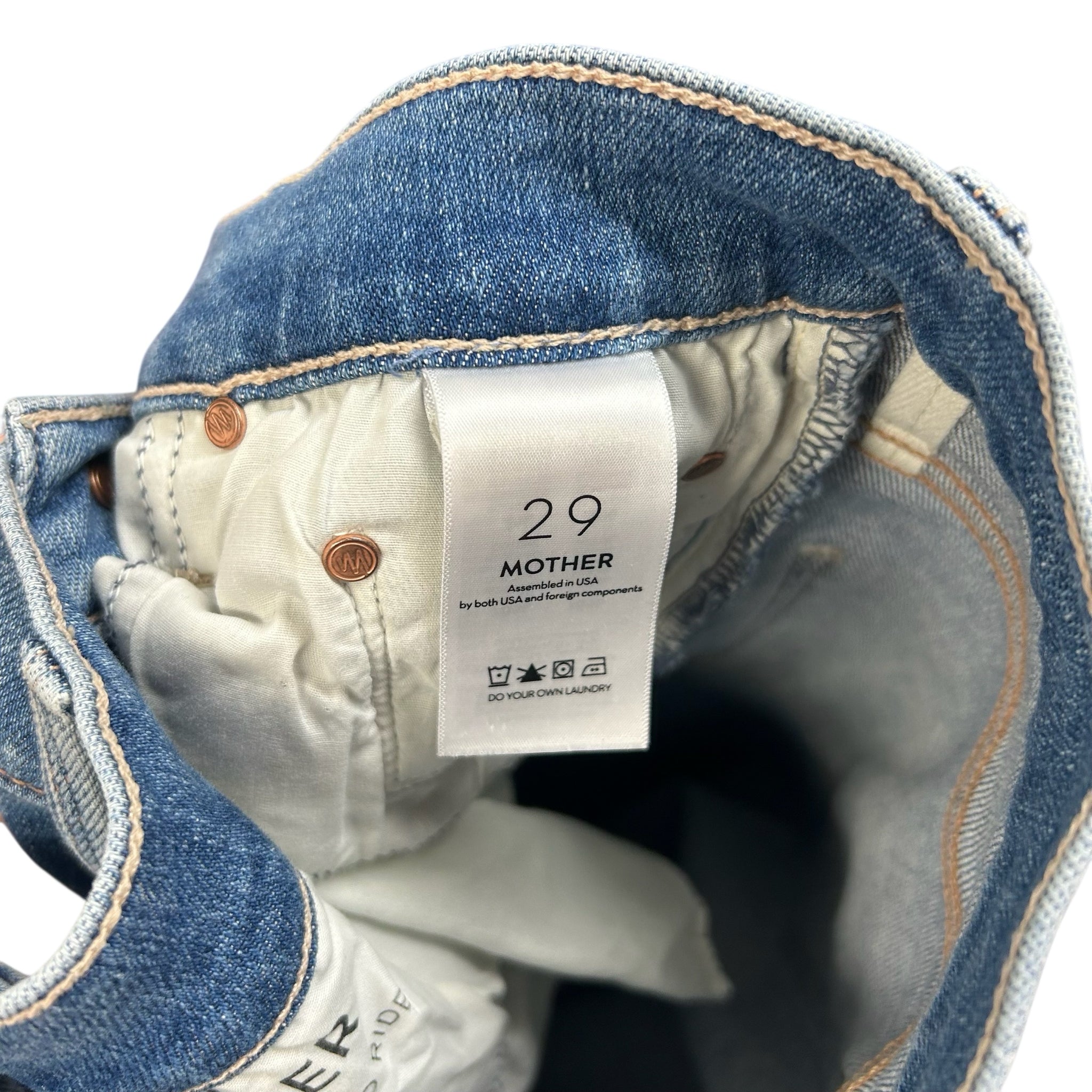 MOTHER HIGH WAISTED RIDER PARTY LIKE A PIRATE DISTRESSED JEANS SIZE 29