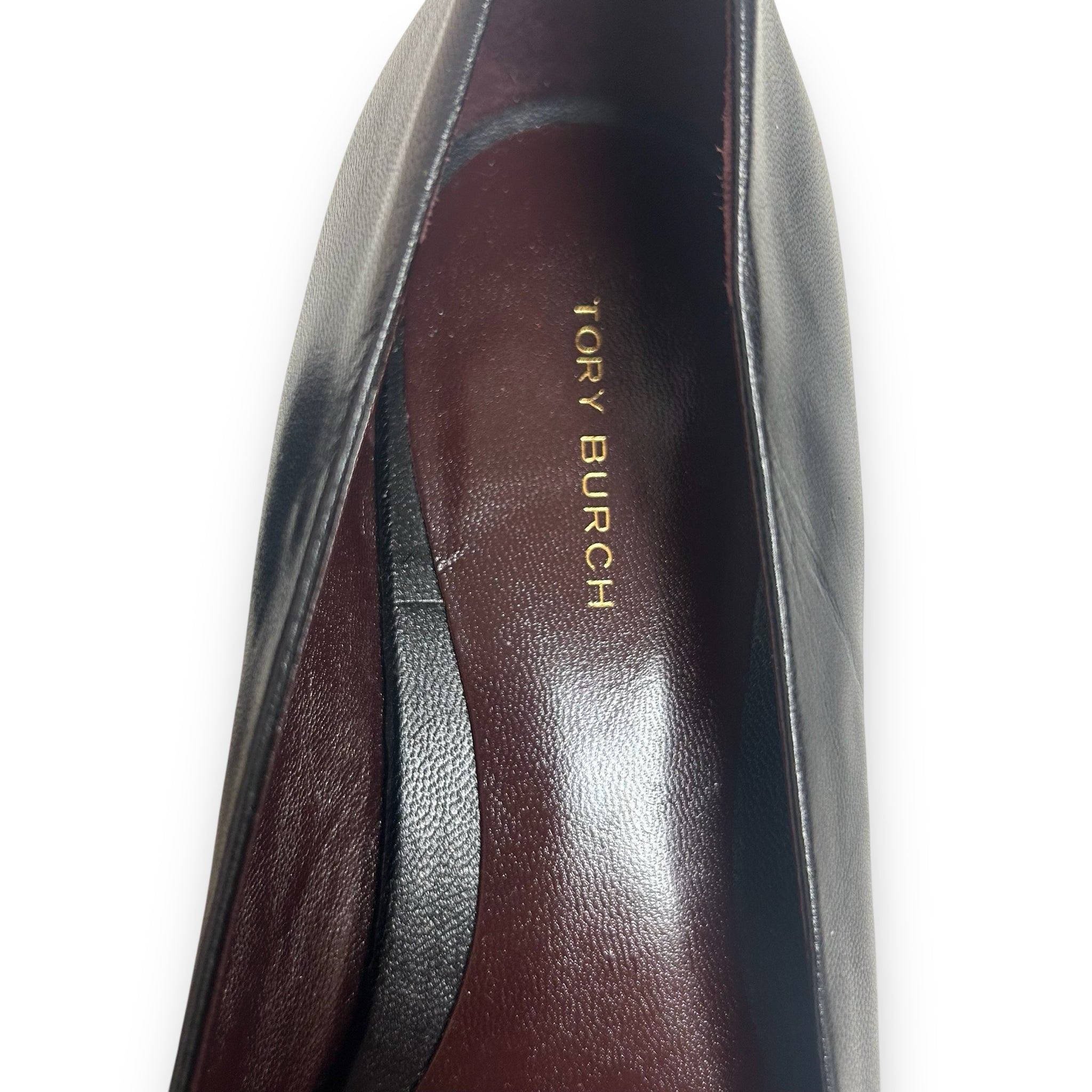 TORY BURCH GEORGIA LEATHER SQUARE TOE PUMPS PERFECT BLACK SIZE 8