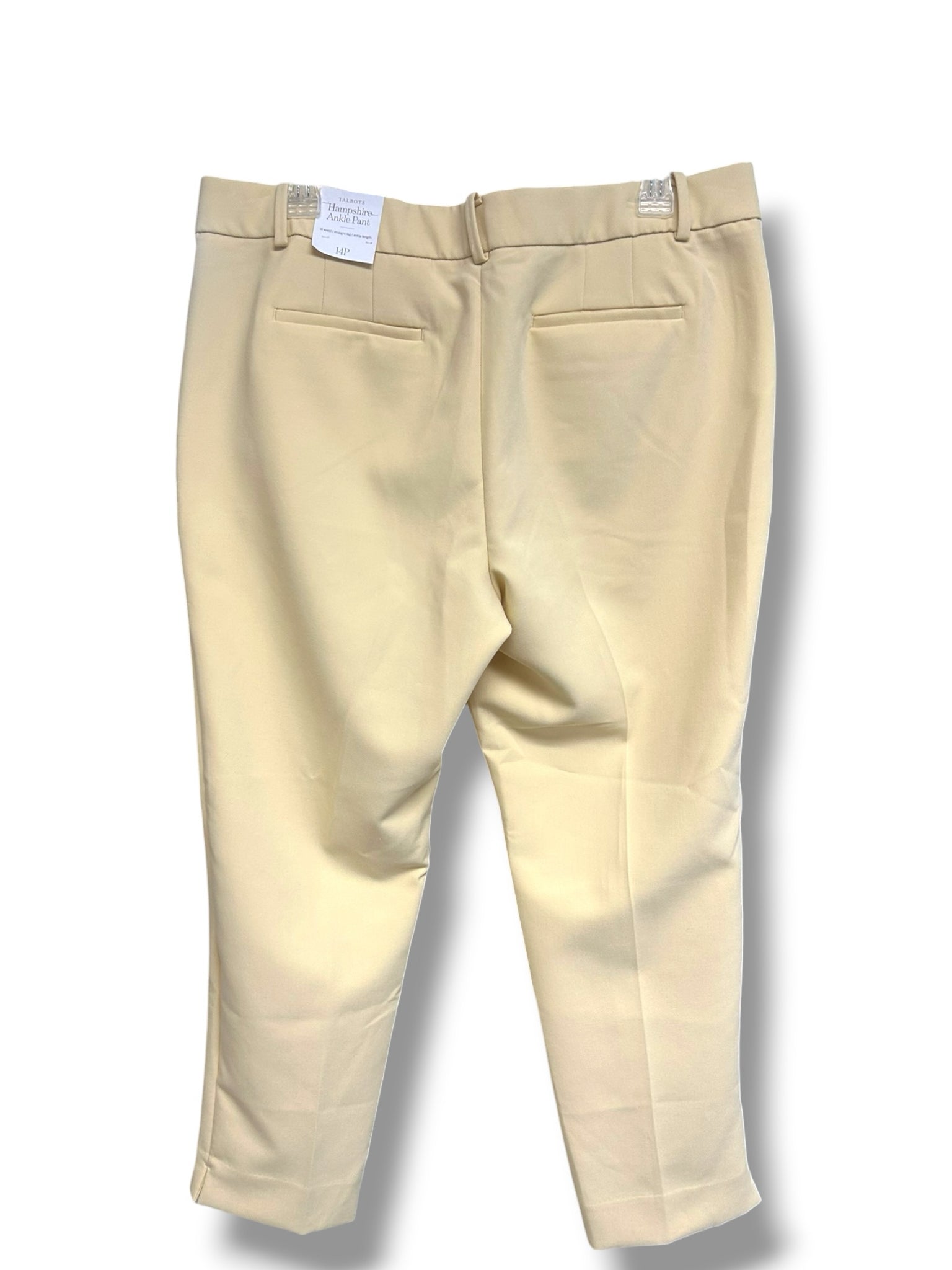 NWT TALBOTS HAMPSHIRE CREAM ANKLE DRESS PANTS SIZE 14 PETITE