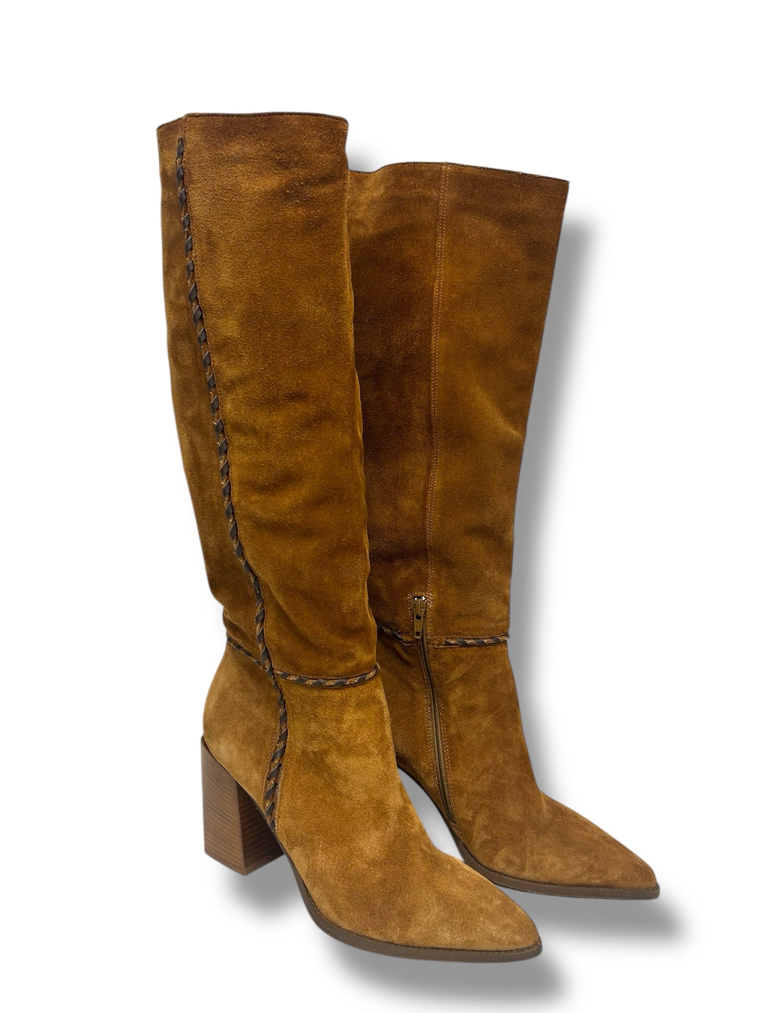 FREE PEOPLE WHIPSTITCH RILEY TALL BOOT BROWN SUEDE SIZE 41