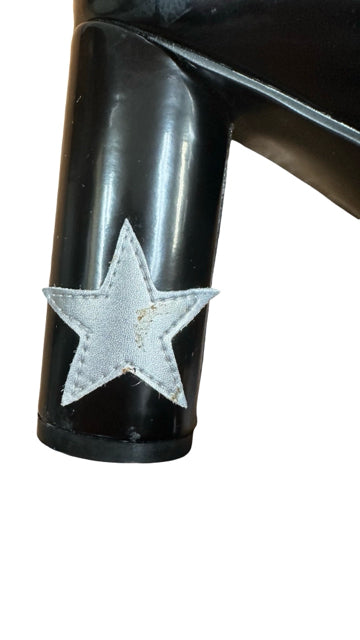 BLACK SILVER STAR EMBELLISHED PLATFORM BOOT 8