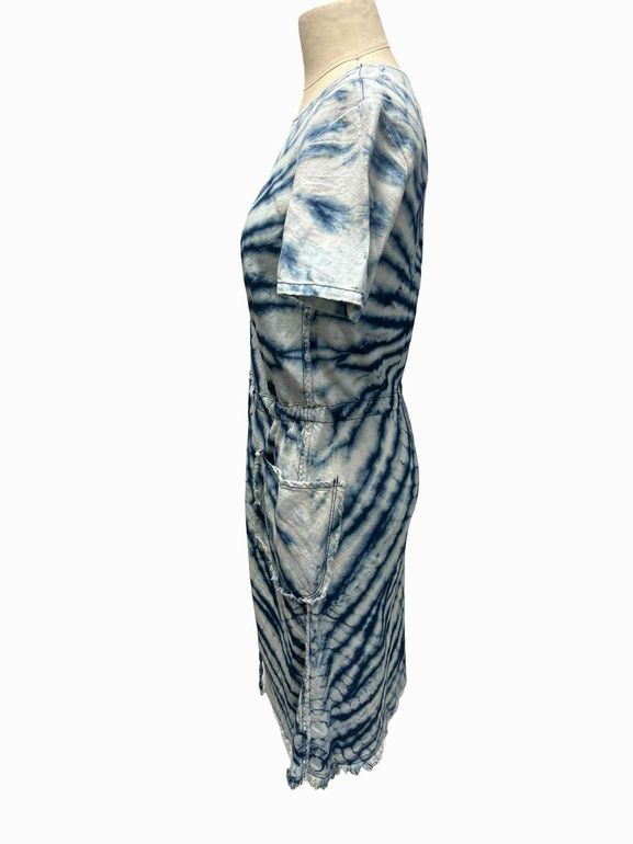 RAQUEL ALLEGRA SPRING 2016 READY TO WEAR TIE WAIST TYE DYE MIDI DRESS SIZE: 1