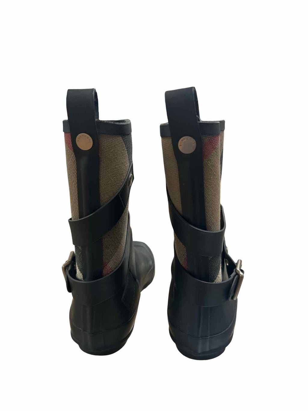 BURBERRY HOLLOWAY BUCKLE MATTE MID RAIN BOOT size: 38