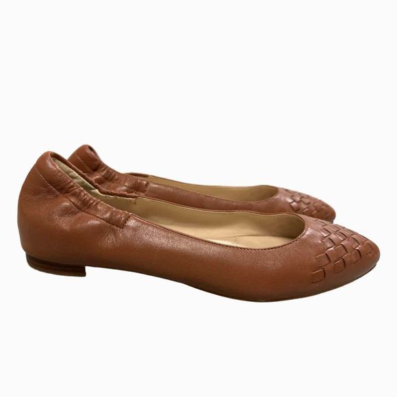COLE HAAN CARINA LEATHER WOVEN TOE BALLET BROWN FLAT SIZE 8