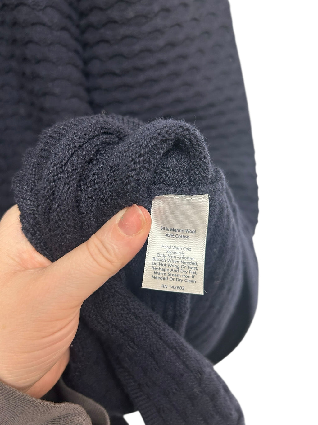 STS SAIL TO SABLE WOOL HONEYCOMB NAVY CABLE KNIT LONG CARDIGAN SIZE XXL