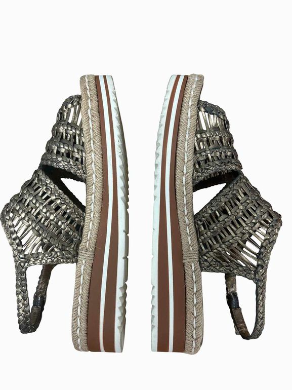 PONS QUINTANA OASSI WOVEN METALLIC SLING BACK SANDAL SIZE: 40