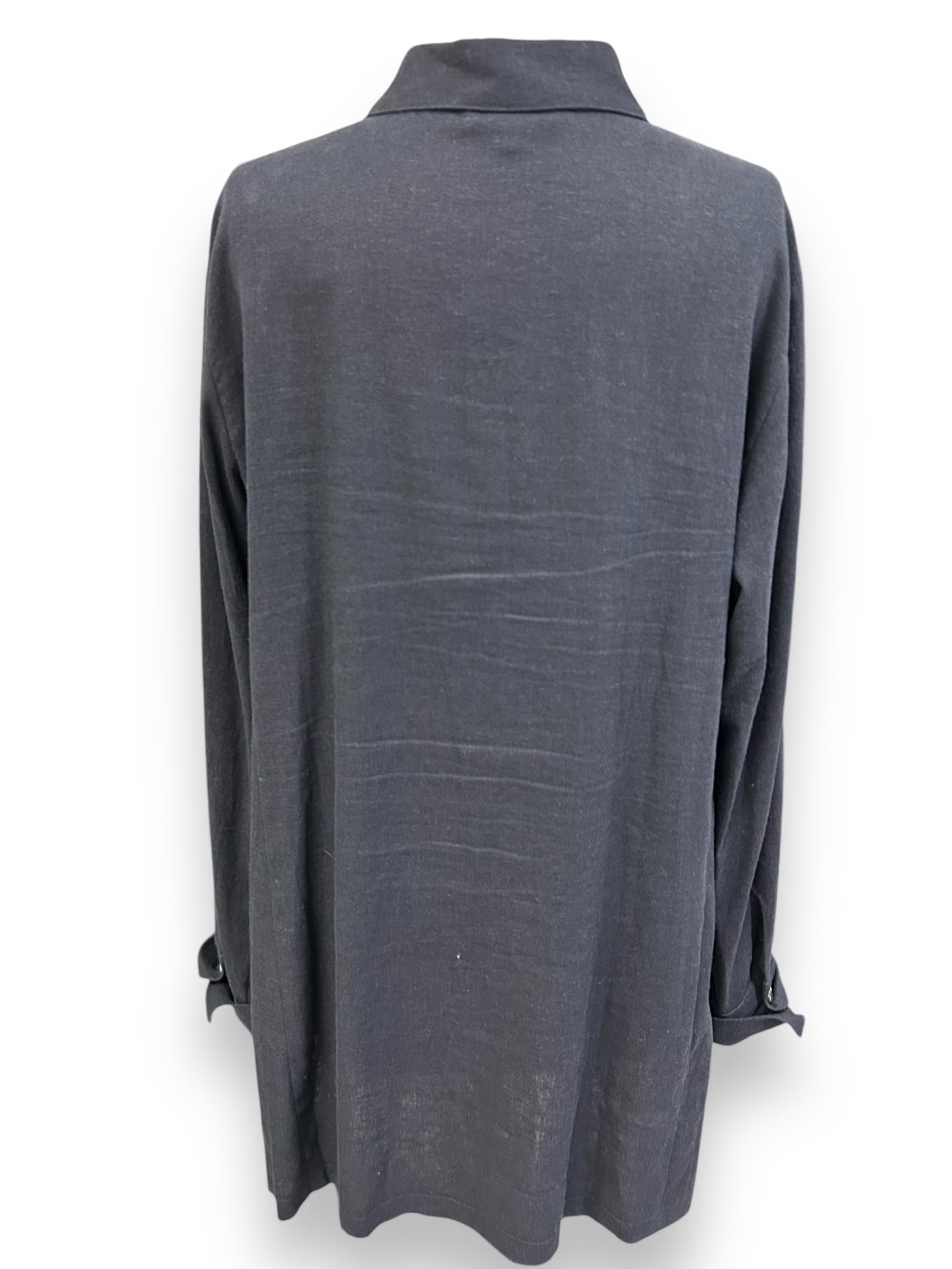 CHARLOTTE KELLOG BARBARA LINEN DARK NAVY BUTTON FRONT TUNIC SIZE XXXL