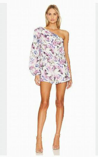 CAMI NYC SCOUT ONE SHOULDER ROMPER CLEMATIS FLORAL PRINT SIZE SMALL