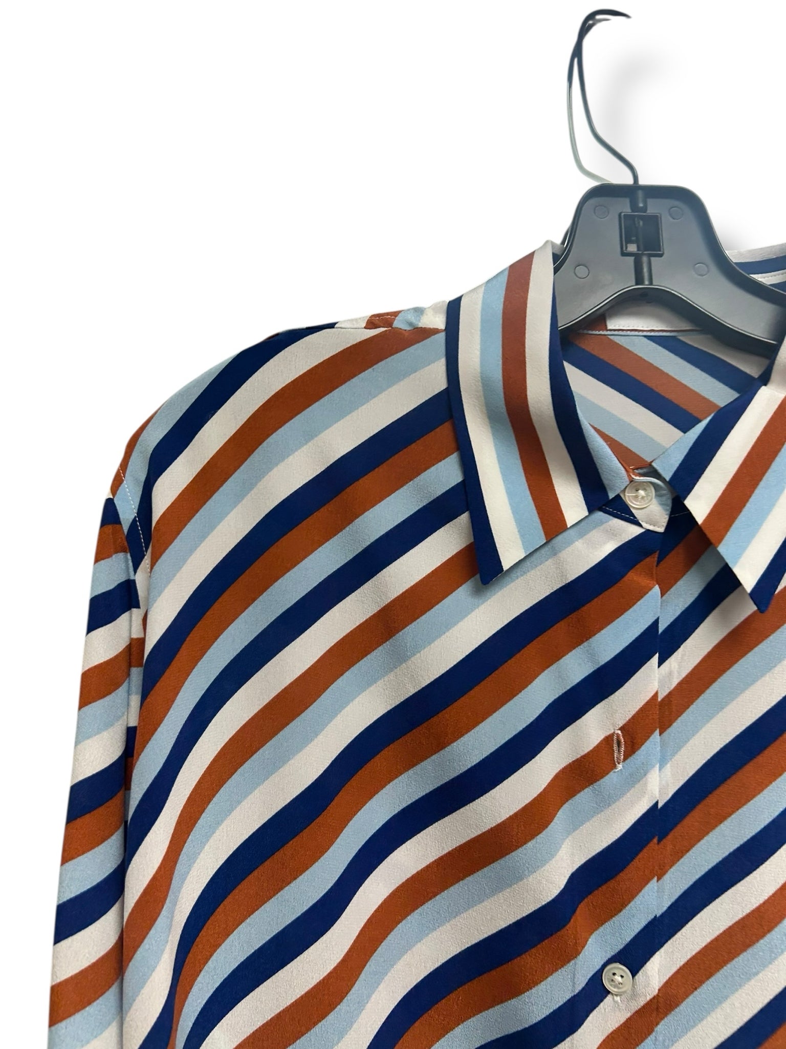 EQUIPMENT100% SILK DIAGONAL STRIPED BLOUSE MULTI COLOR SIZE LARGE