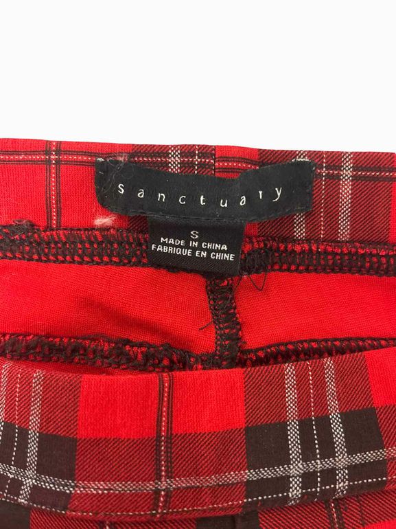 SANCTUARY GREASE RED PLAID LEGGING PANT SIZE: S