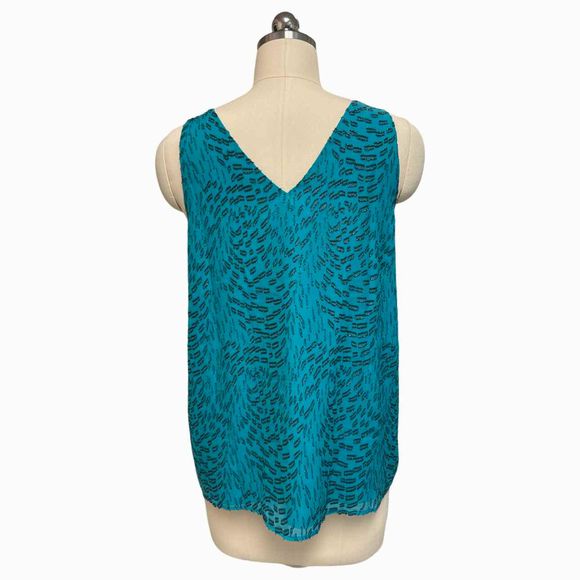 LILLY PULITZER NWT! FLORIN SILK SLEEVELESS BLOUSE IN TEAL BAY SILK SWIRL SIZE S