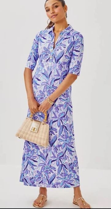 LILLY PULITZER  NWT BERKELY MAXI TROPICAL PURPLE ELEPHANT IN THE BLOOM PATTERN SIZE: S