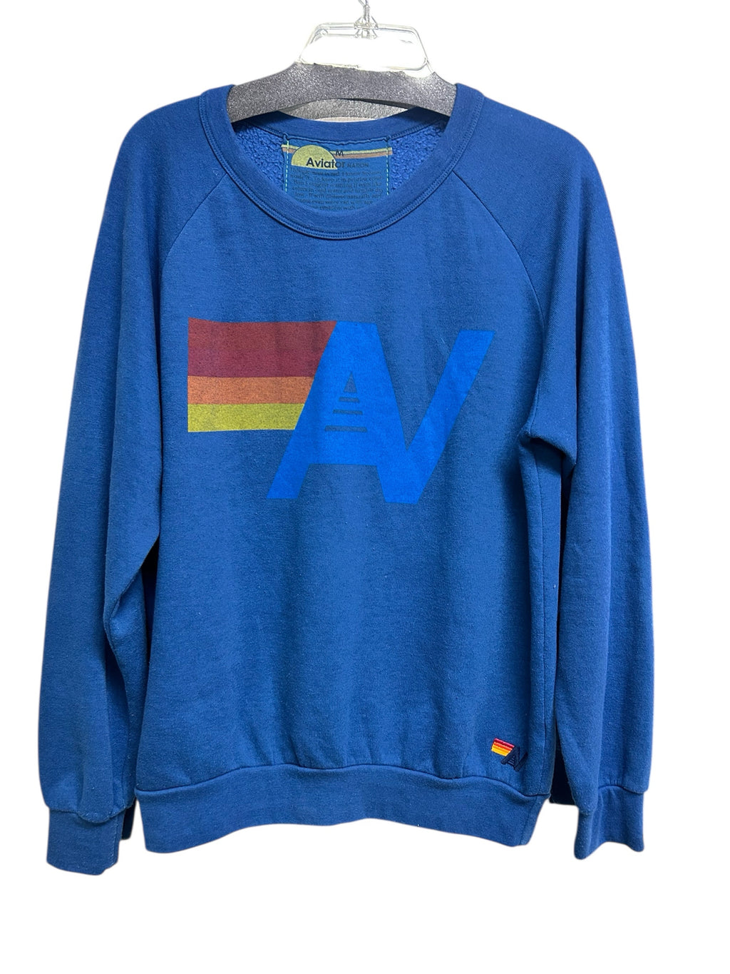 AVIATOR NATION KULE GRAPHIC PRINT CREWNECK BLUE SIZE MEDIUM