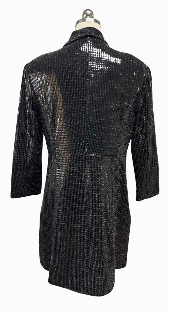 ENGLISH FACTORY SHIMMER TUXEDO BLACK BLAZER DRESS SIZE L