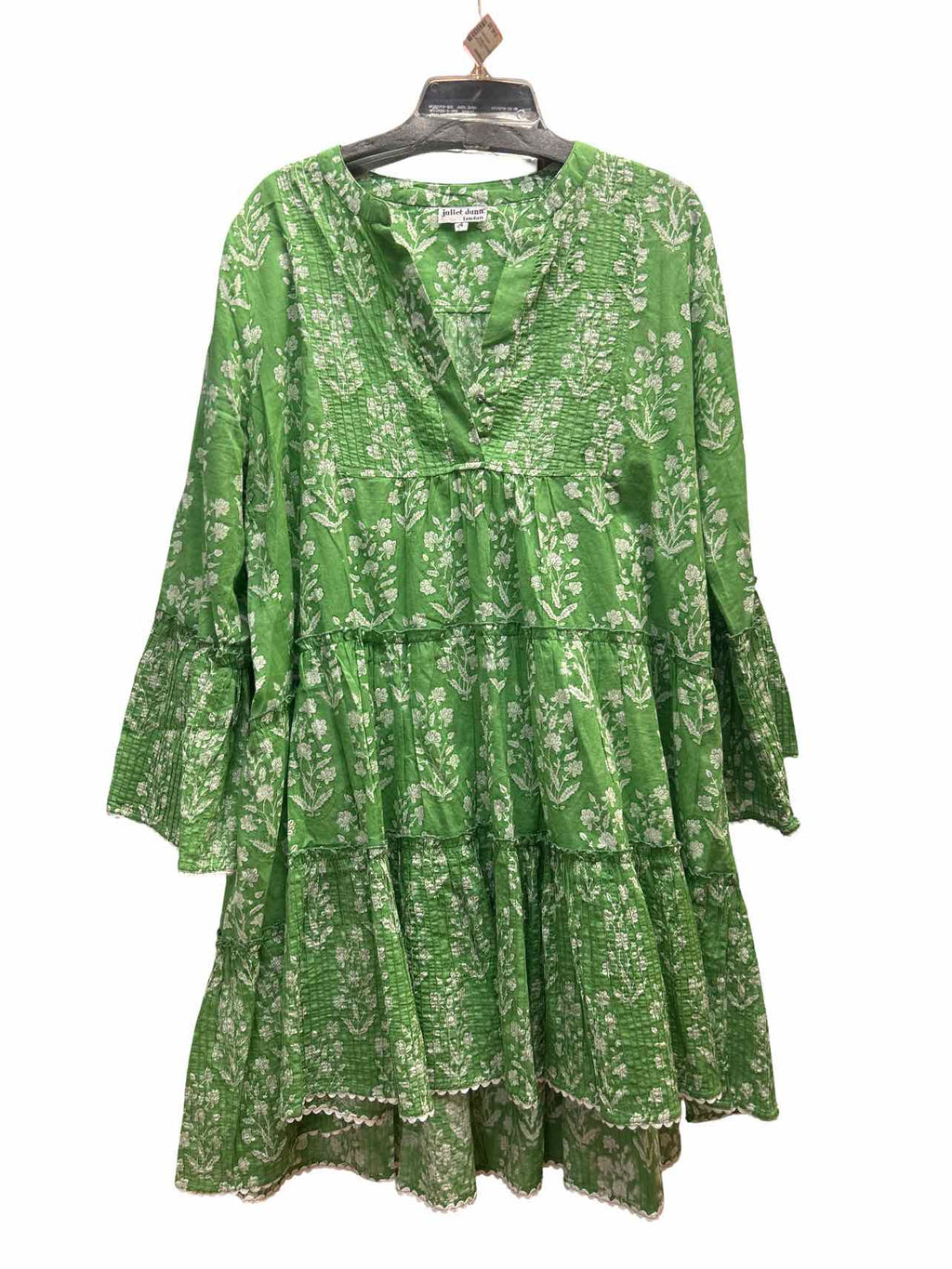 JULIET DUNN FLORAL BOHO SPLIT NECK TIERED DRESS SIZE: XL