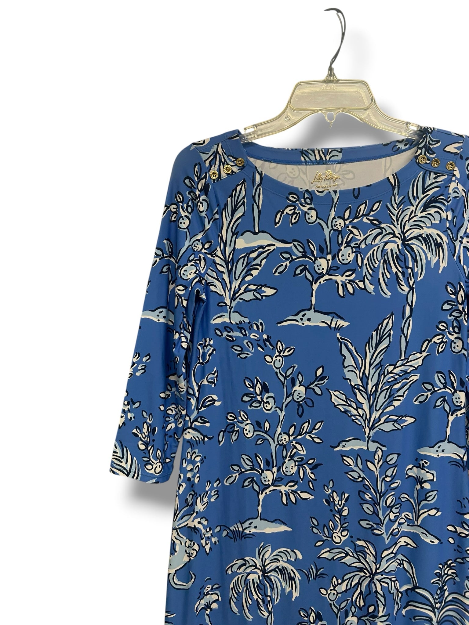 NWT LILLY PULITZER SERLINA UPF 50+ MAXI CHILLY LILLY PATTERN BLUE SIZE SMALL