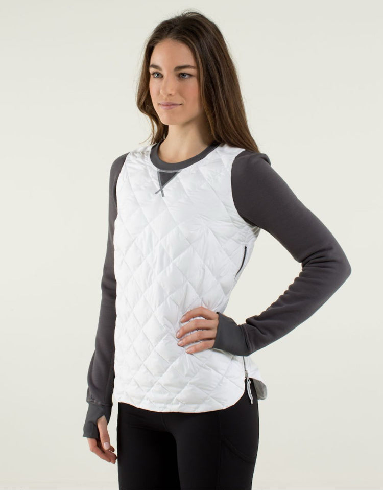 LULULEMON FLUFF OFF CREWNECK PULLOVER WHITE SOOT SIZE 12
