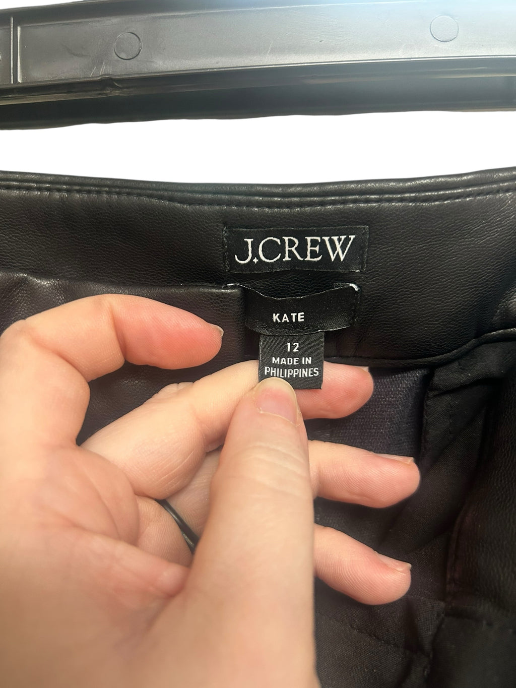 JCREW KATE FAUX LEATHER STRAIGHT LEG BLACK PANTS SIZE 12