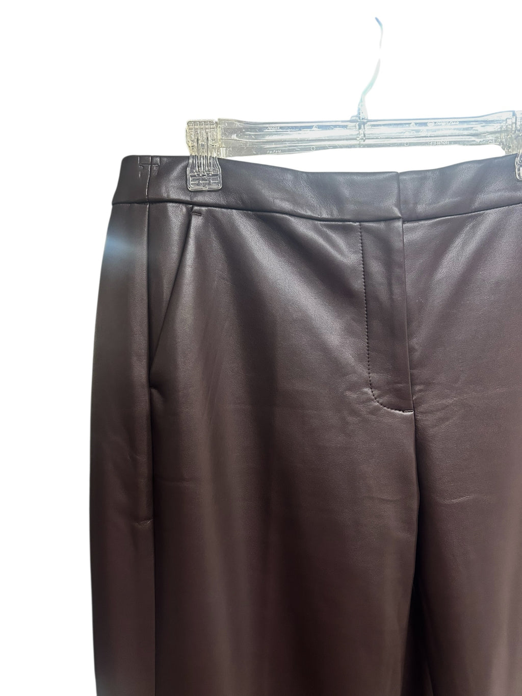 JCREW KATE FAUX LEATHER STRAIGHT LEG CHOCOLATE BROWN PANTS SIZE 12