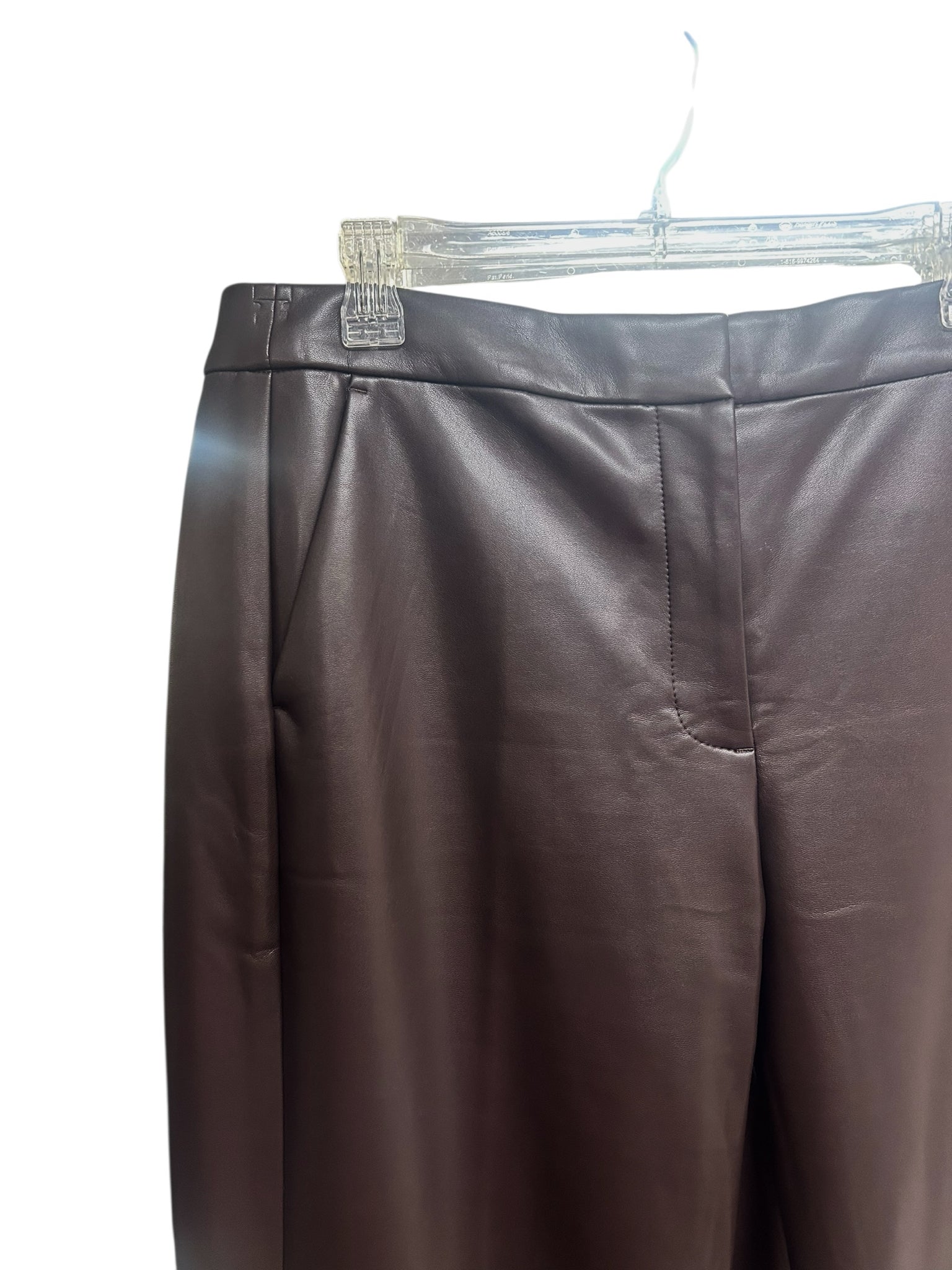 JCREW KATE FAUX LEATHER STRAIGHT LEG CHOCOLATE BROWN PANTS SIZE 12