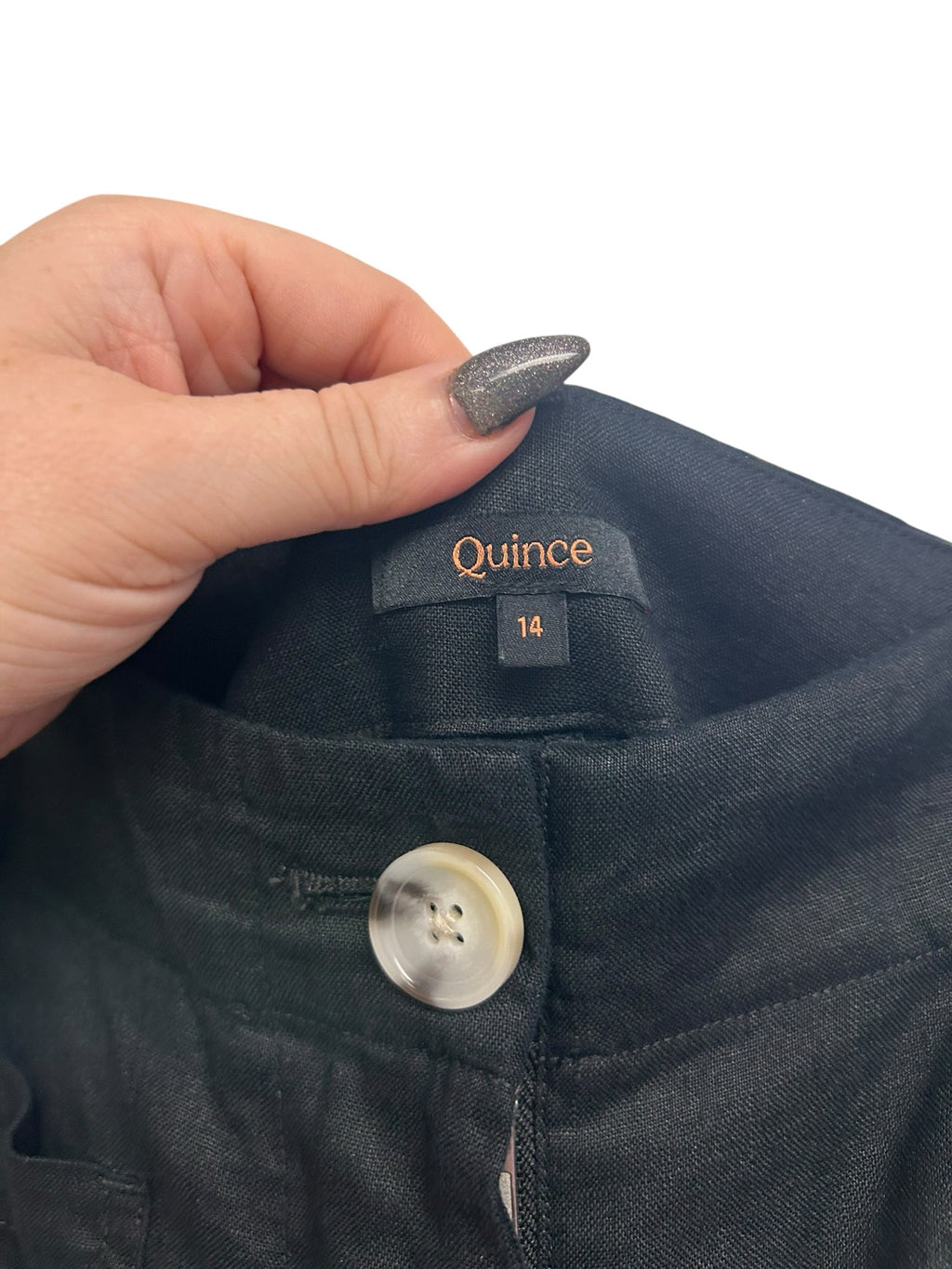 QUINCE EUROPEAN LINEN BLACK WIDE LEG PANTS SIZE 14