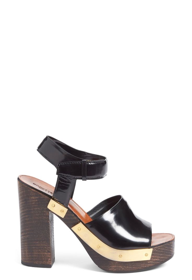 ROSETTA GETTY WOODEN BLOCK HEEL BLACK SANDAL SIZE 39