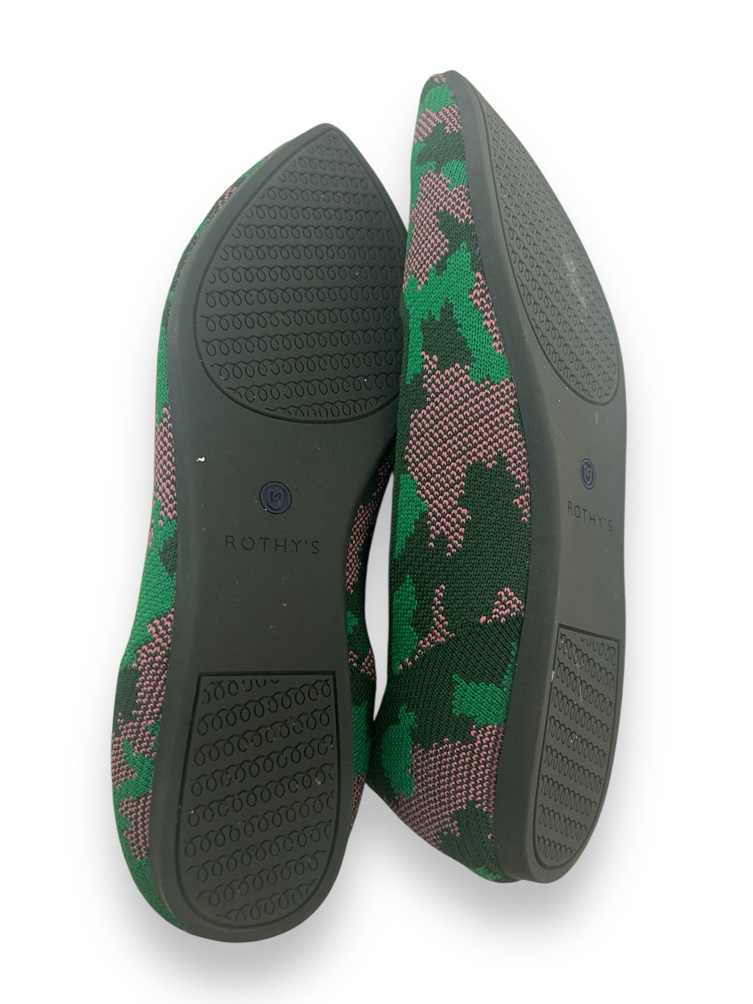 ROTHY'S THE POINT BOTANICAMO KNIT FLAT GREEN PINK W BOX SIZE 9.5