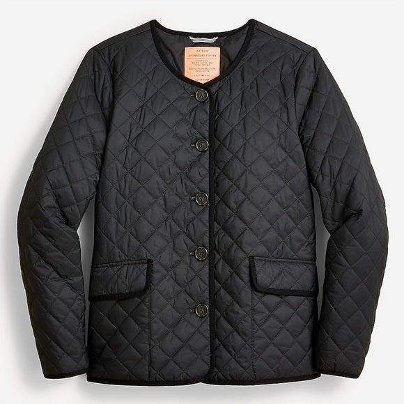 JCREW SIGNATURE PUFFER QUILTED LADY BLACK JACKET SIZE 16