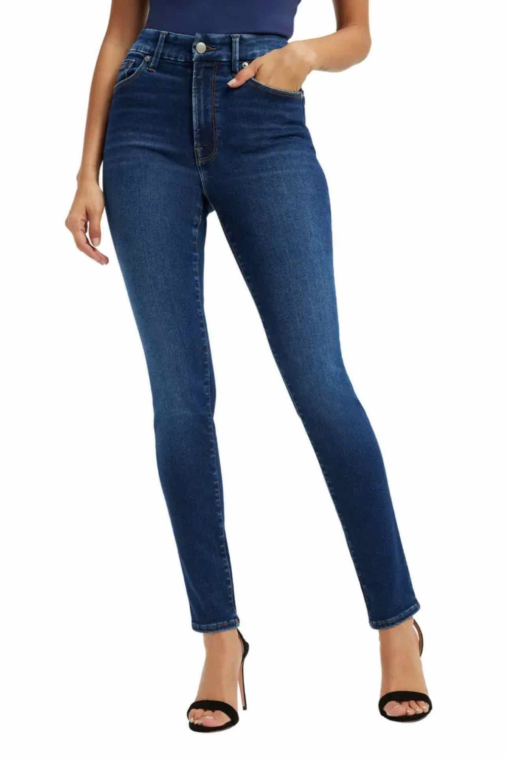 GOOD AMERICAN NWT WAIST CROP RAW EDGE SKINNY SIZE: 14