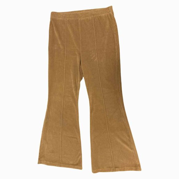 AERIE GROOVE ON VELOUR FLARE TAN PANT SIZE XL