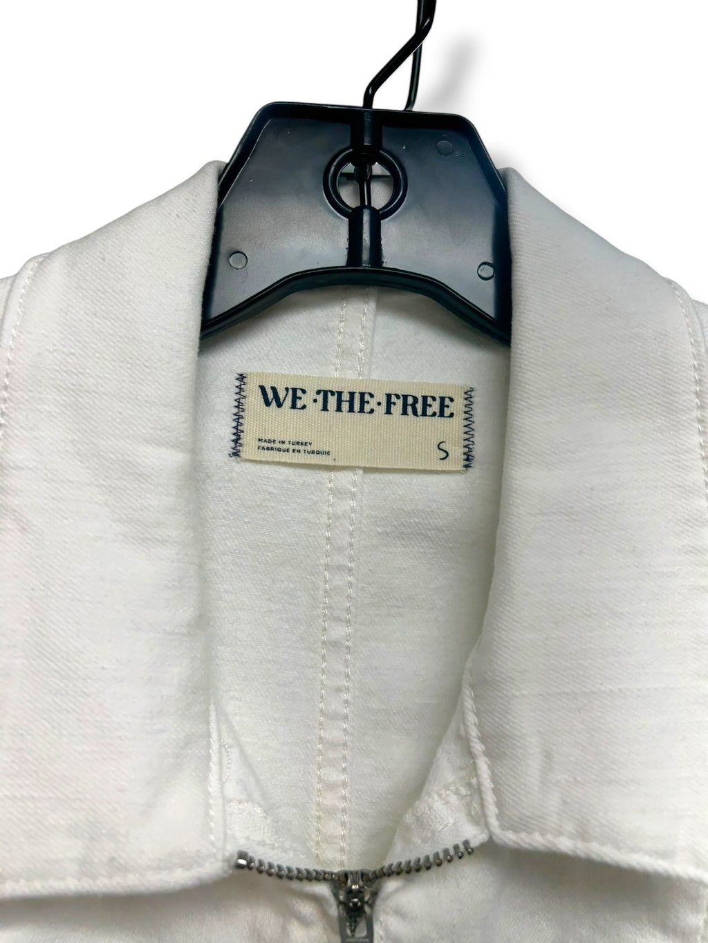 NWT WE THE FREE JAYDE FLAIR LEG ZIP UP DENIM JUMPSUIT WHITE SIZE SMALL