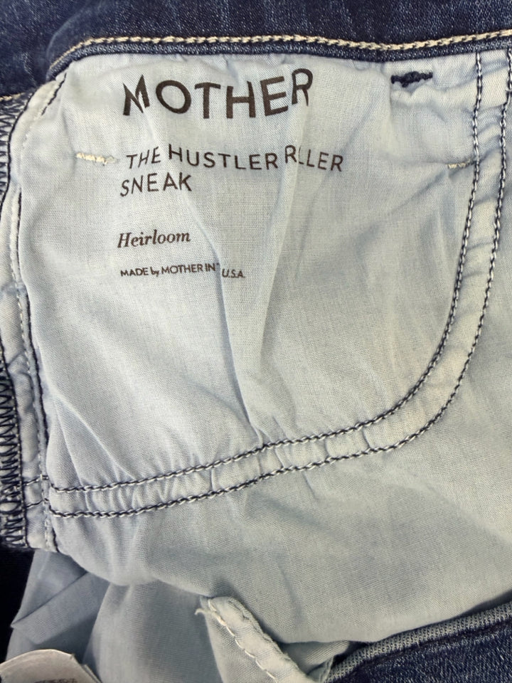 MOTHER JEANS HUSTLER ROLLER SNEAK FLARE LEG HEIRLOOM WASH SIZE 26