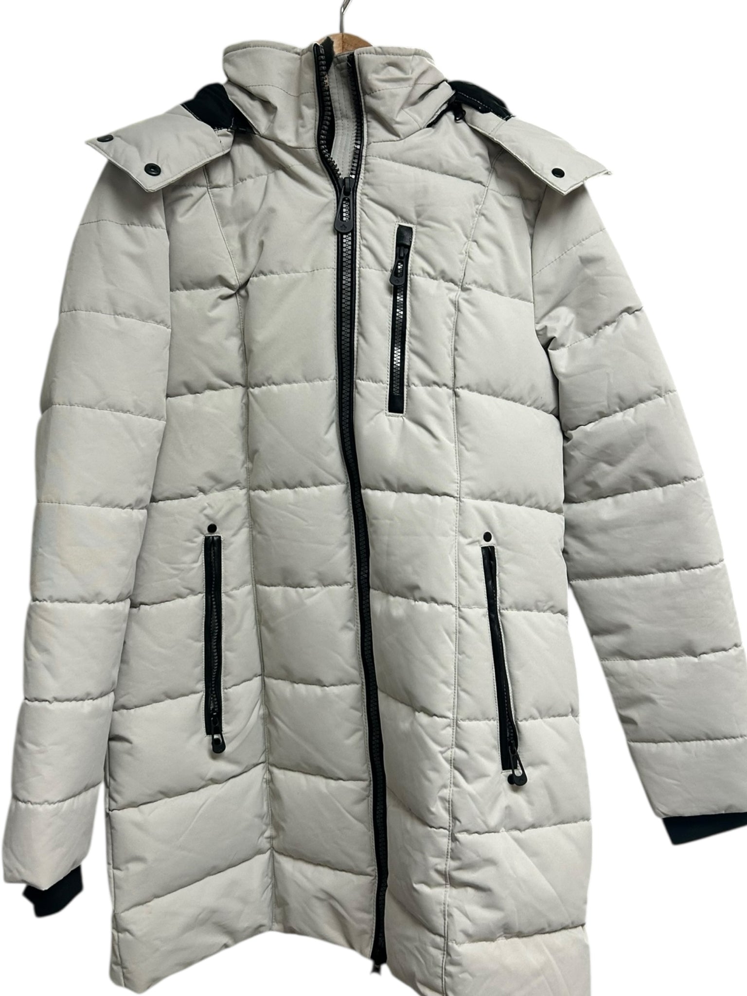 NOIZE HANNAH MID LENGTH CRUELTY FREE SNOW PALE WHITE PARKA SIZE MEDIUM