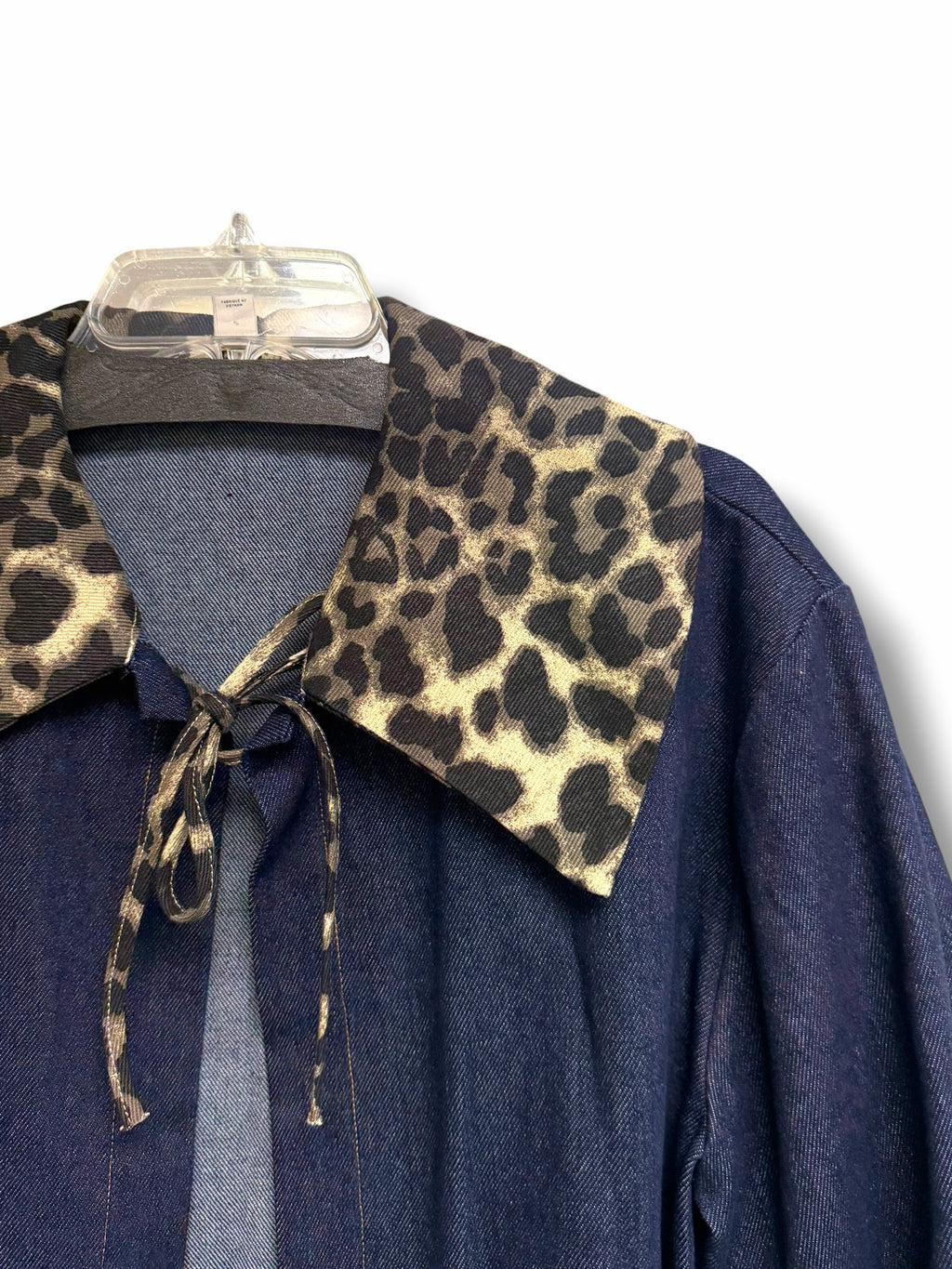 ANTHROPOLOGIE MAEVE LEOPARD COLLAR DENIM BOXY JACKET ONE SIZE