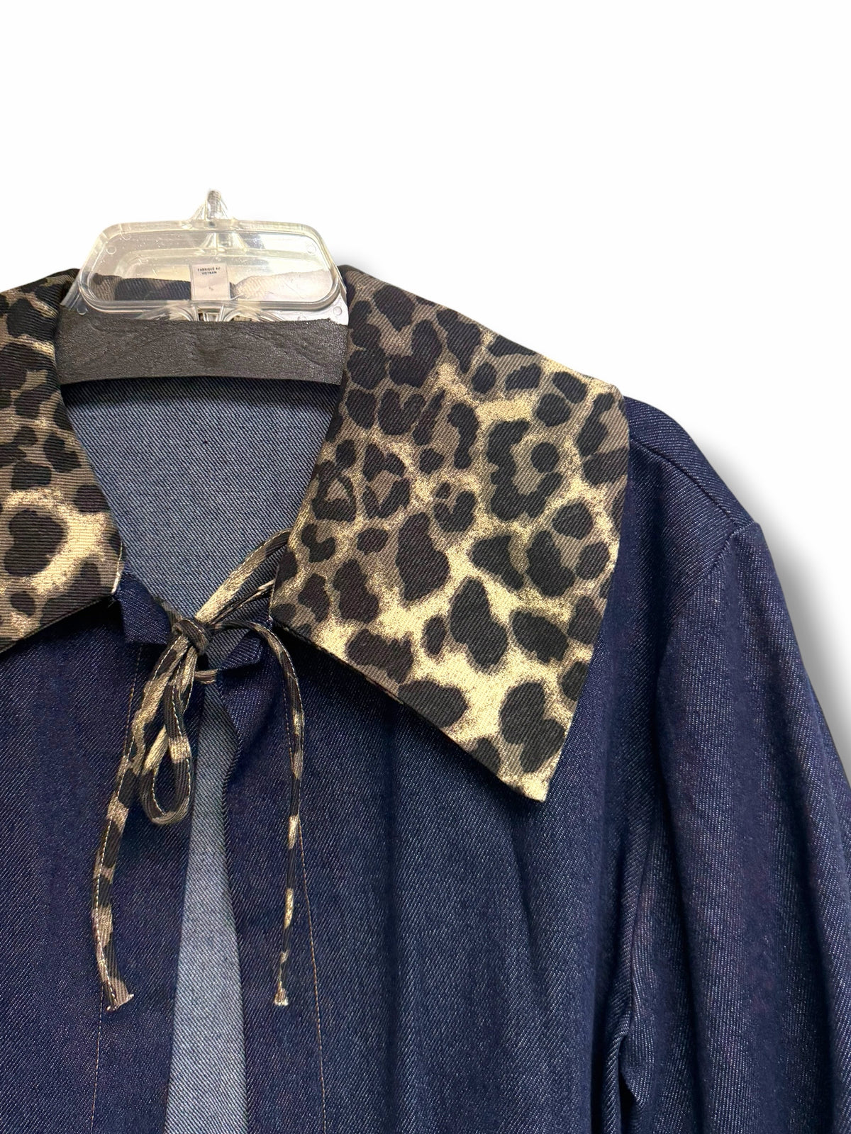 ANTHROPOLOGIE MAEVE LEOPARD COLLAR DENIM BOXY JACKET ONE SIZE