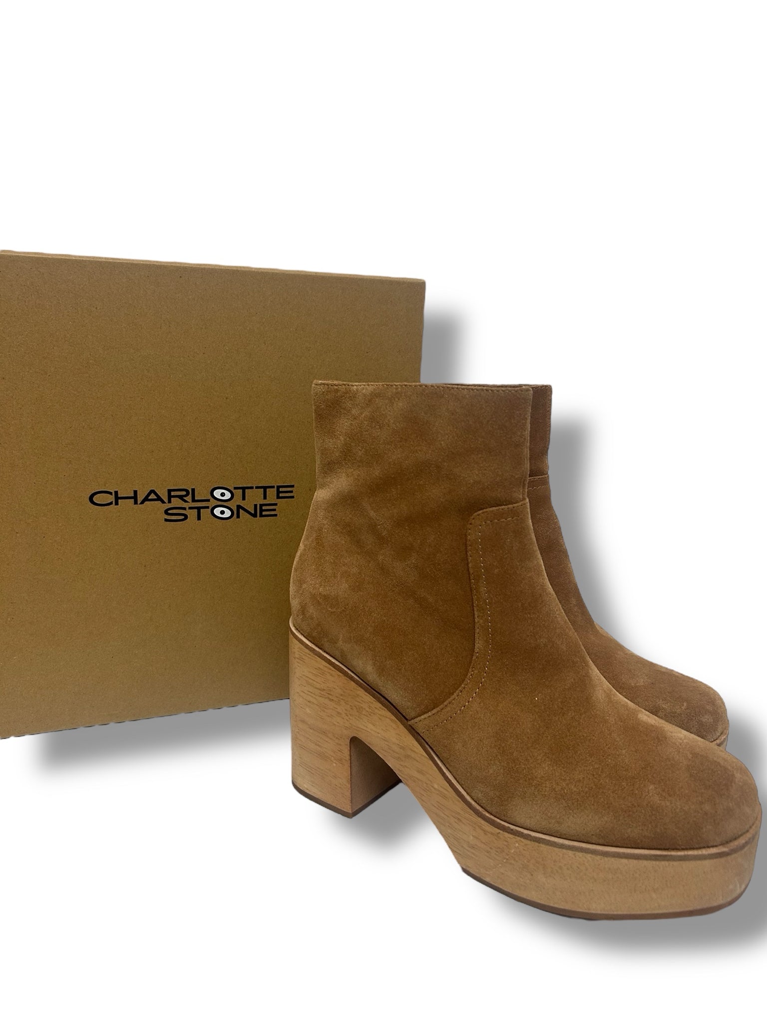 CHARLOTTE STONE NWB SUEDE PAZ PLATFORM CLOG BOOT SIZE 9