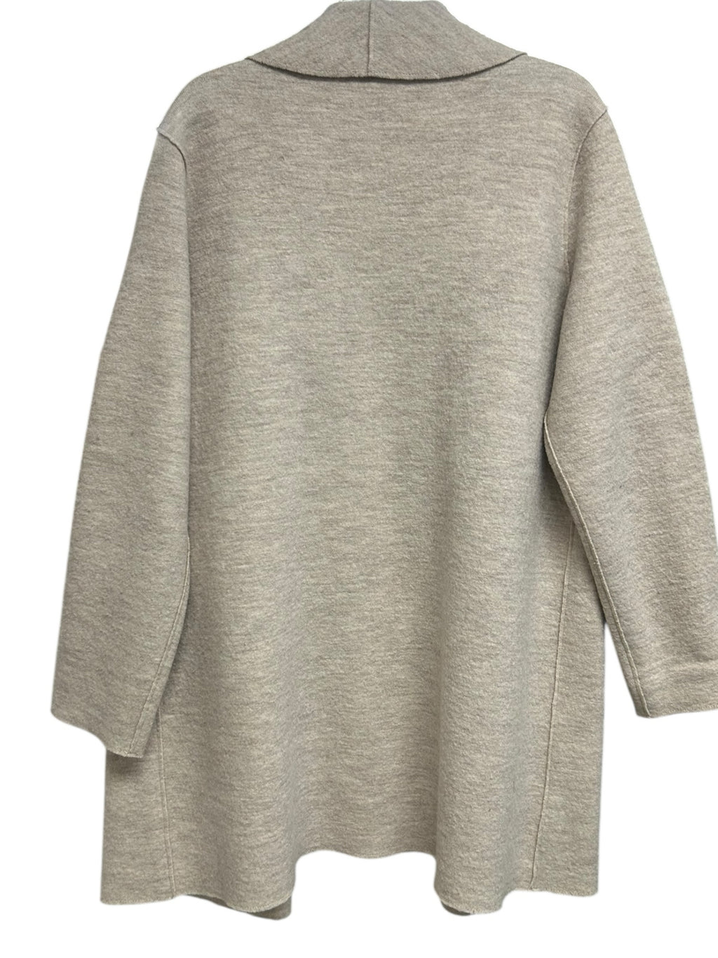 EILEEN FISHER BEIGE BOILED WOOL OPEN FRONT KNEE LENGTH CARDIGAN SIZE LARGE