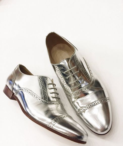 JCREWMIRRORED METALLIC OXFORD WINGTIP SHOE SIZE: 8.5