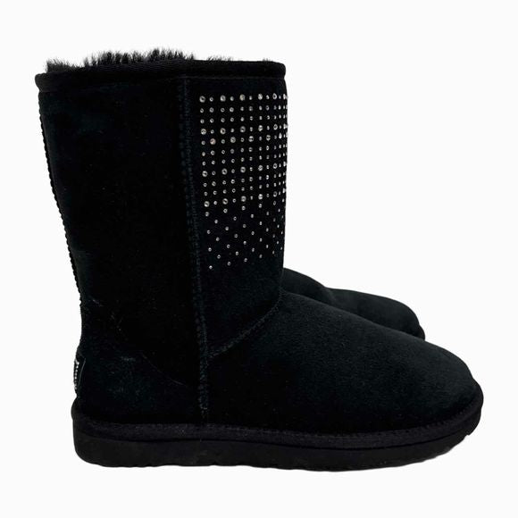 UGG CLASSIC SHORT BLING CRYSTAL BLACK BOOT SIZE 9