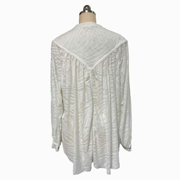 FREE PEOPLE NWT! CAN'T STOP DREAMING WHITE TEXTURED TUNIC TOP SIZE L