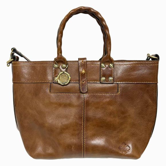 PATRICIA NASH TOP HANDLE LEATHER MEDIUM DARK BROWN TOTE