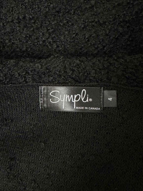 SYMPLI FRAME WEIGHT OFF THE SHOULDER BOUCLE CROP BLACK SWEATER SIZE 4