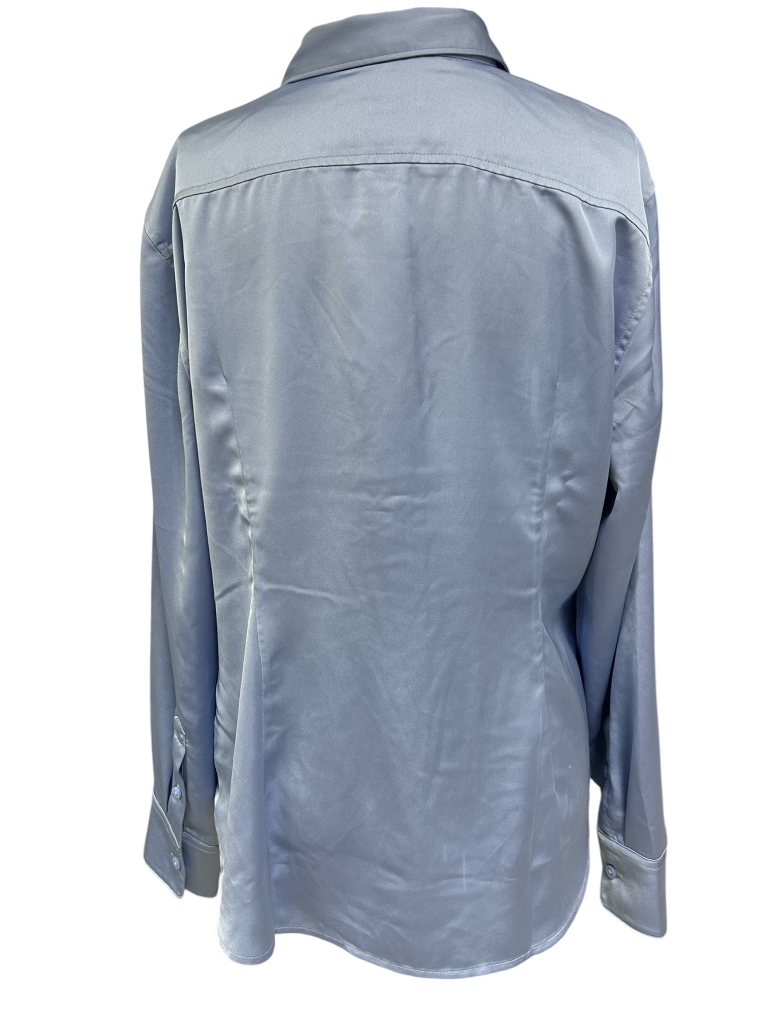 JCREW SLIM FIT DRAPEY LUSTER BLUE BLOUSE SIZE 12